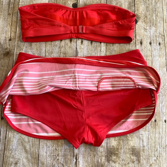 Athleta Encinitas red two piece swim skirt Sz M - Picture 3 of 5